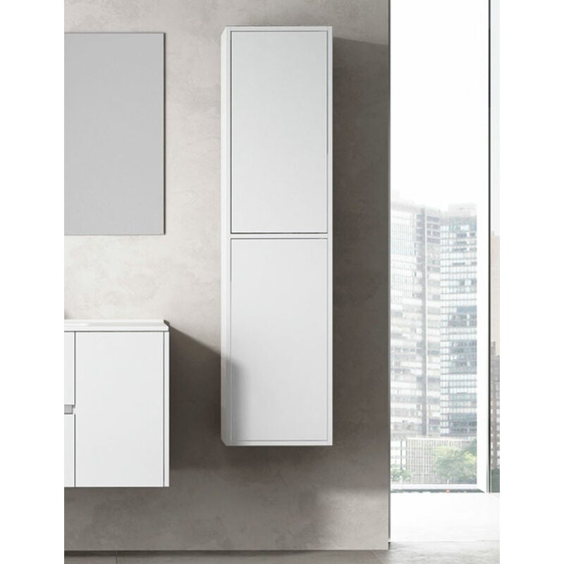 Allstone - Meuble colonne de salle de bains 10 couleurs et deux tailles disponibles Blanc 35x140x25