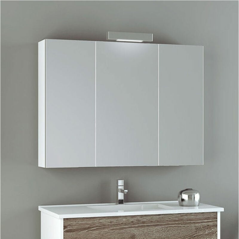 Allstone - Armoire avec miroir de salle de bains 9 couleurs disponibles et 4 tailles. Blanc 100 cm