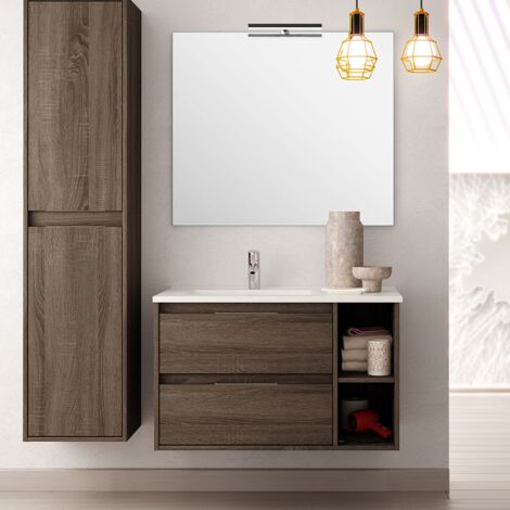 Meuble De Salle De Bain Miroir Siris 60 Chene Cambrian