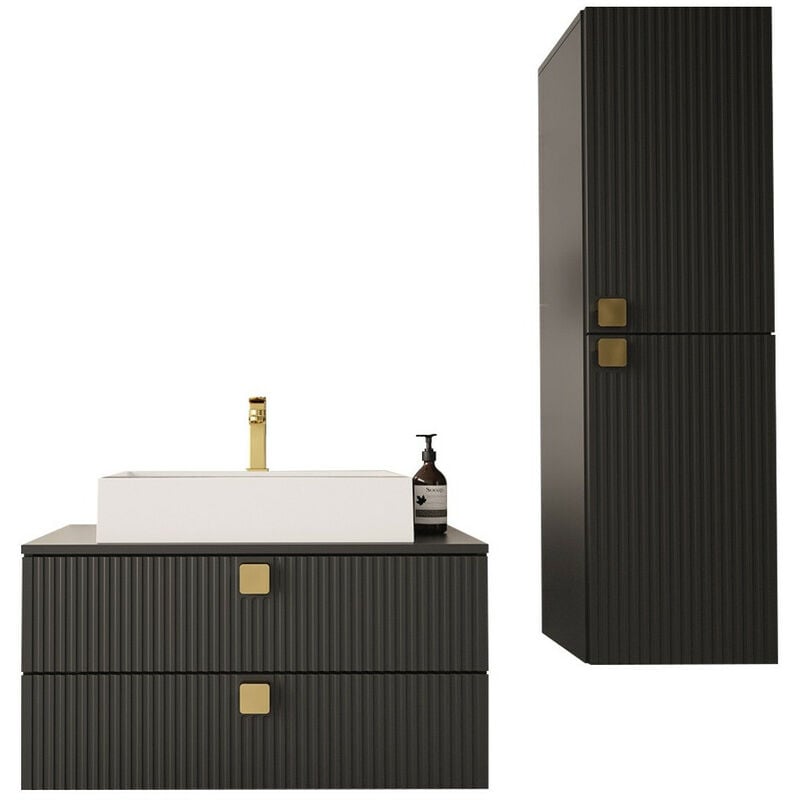 Mobilier1 - Ensemble de salle de bain Orlvera 103, Noir