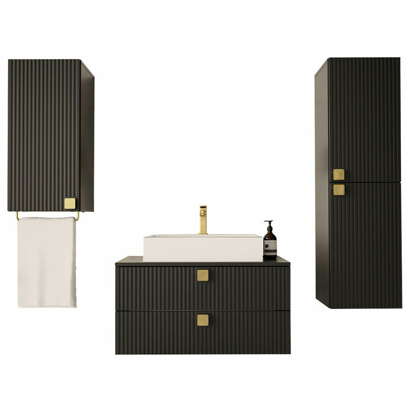 Mobilier1 - Ensemble de salle de bain Orlvera 105, Noir