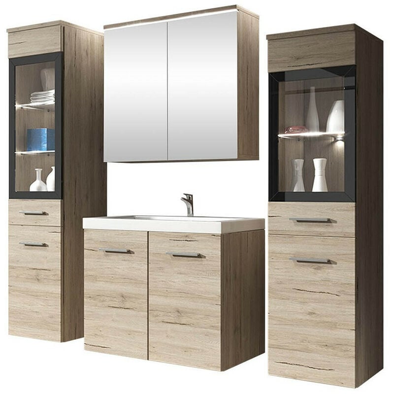 Mobilier1 - Ensemble de salle de bain Sarasota 140, Chêne de san remo