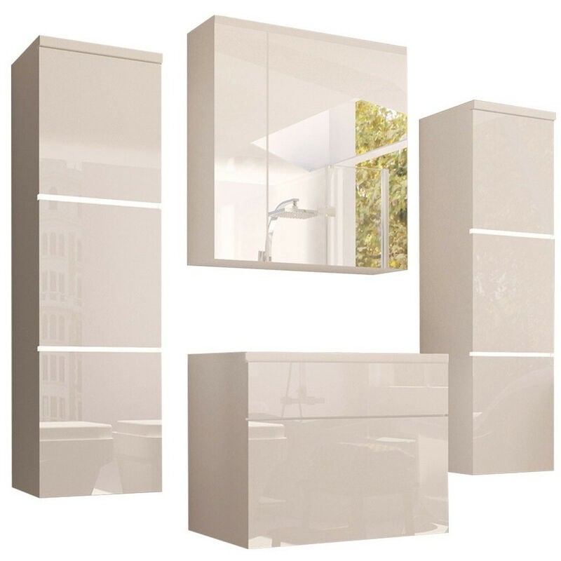 Ensemble de salle de bain Tucson 105, Blanc + Blanc brillant