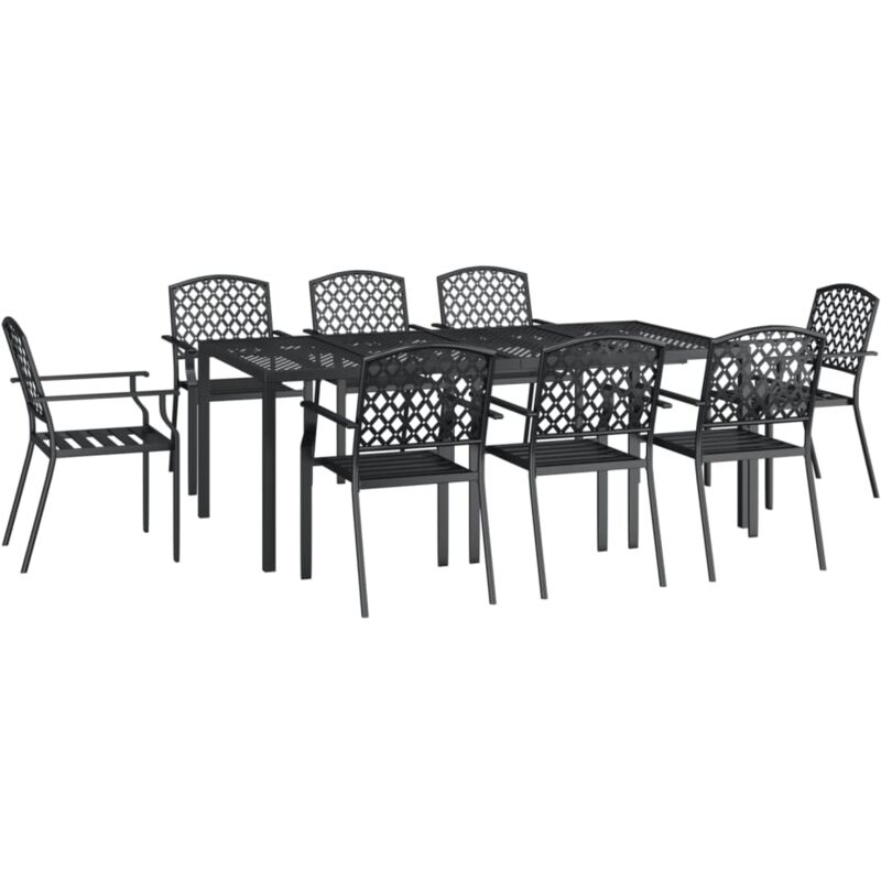 Vidaxl - Ensemble à manger de jardin 9 pcs anthracite acier