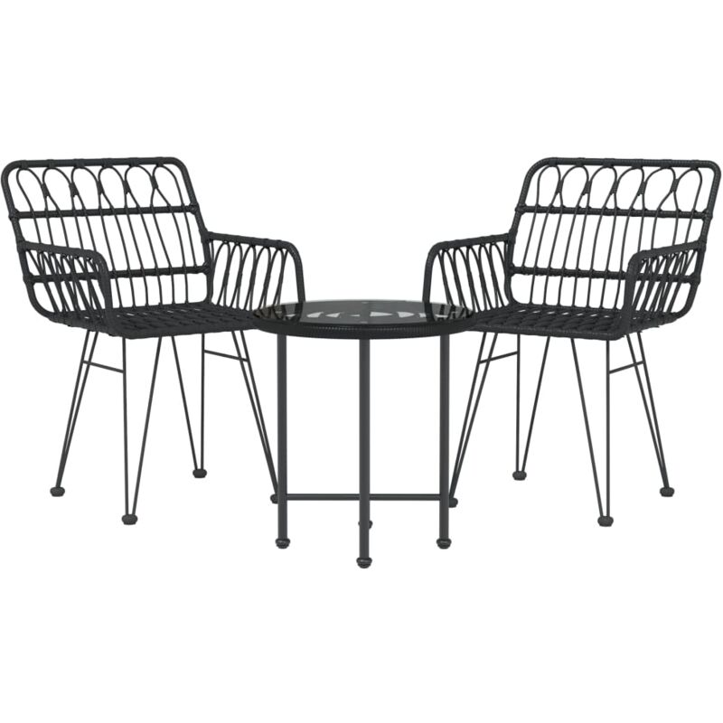 Vidaxl - Ensemble à manger de jardin 3 pcs Noir Résine tressée