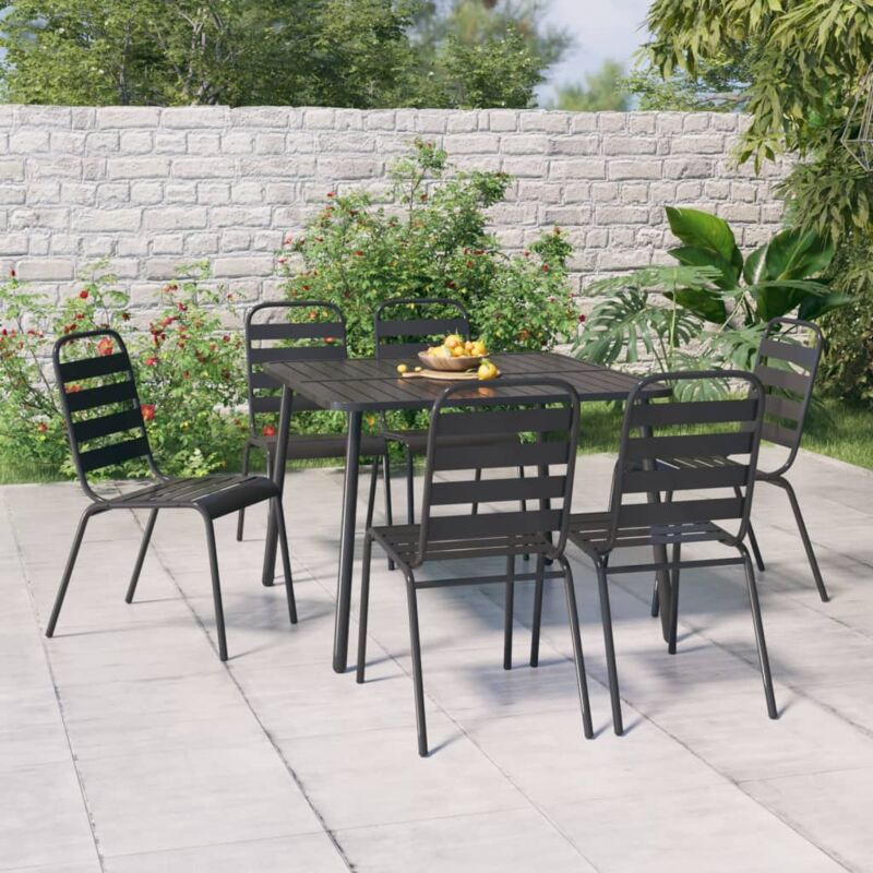 Vidaxl - Ensemble de salle à manger de jardin 7 pcs anthracite acier