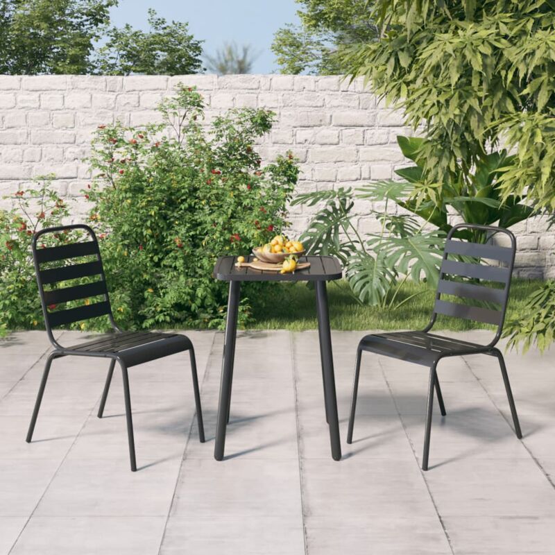 Vidaxl - Ensemble de salle à manger de jardin 3 pcs anthracite acier