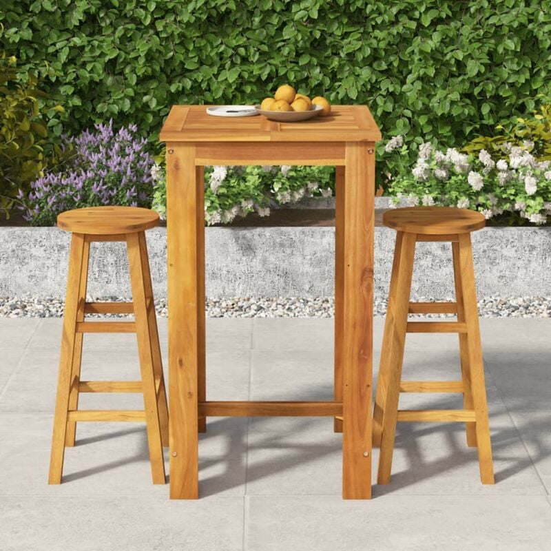 Ensemble de salle à manger de jardin 3 pcs Bois d'acacia solide