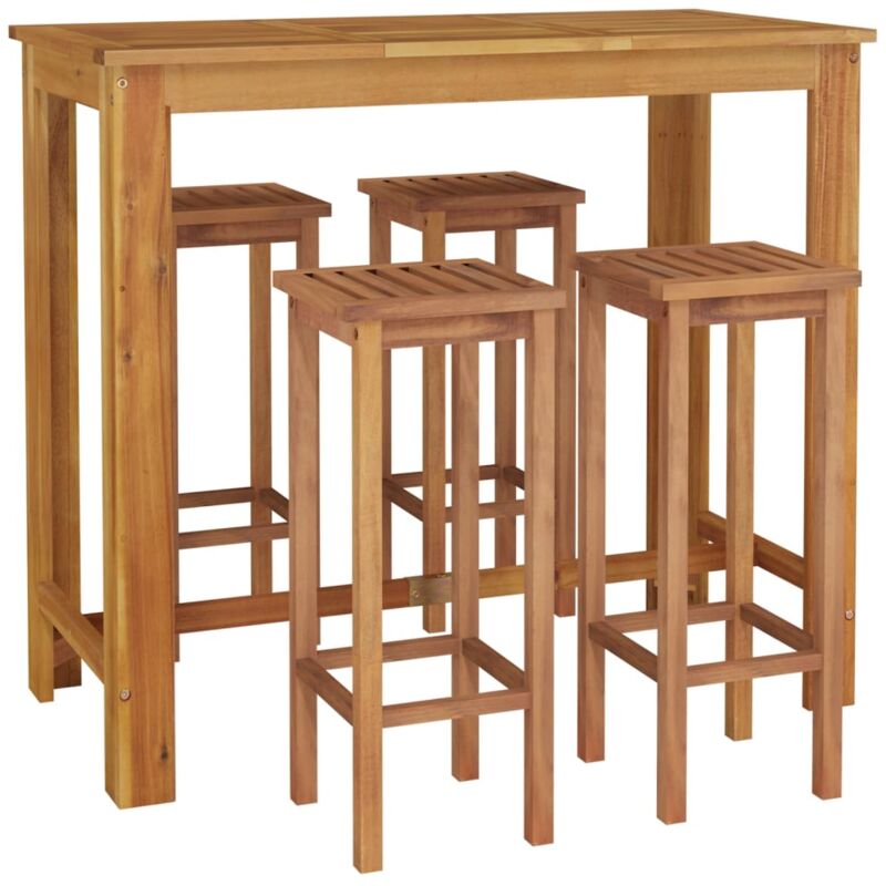 Ensemble de bar de jardin 5 pcs bois d'acacia solide