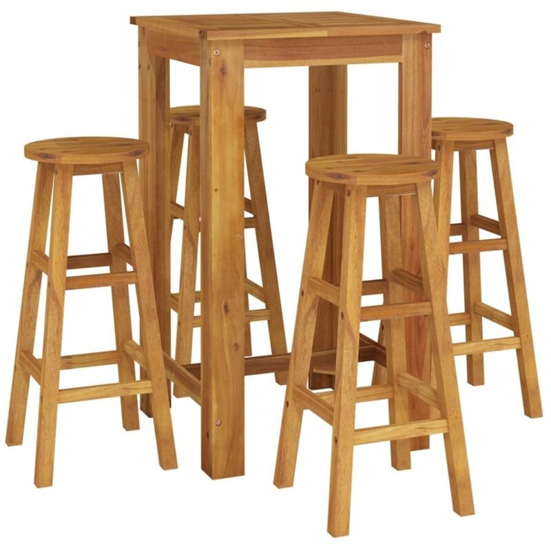 Ensemble de salle à manger de jardin 5 pcs Bois d'acacia solide
