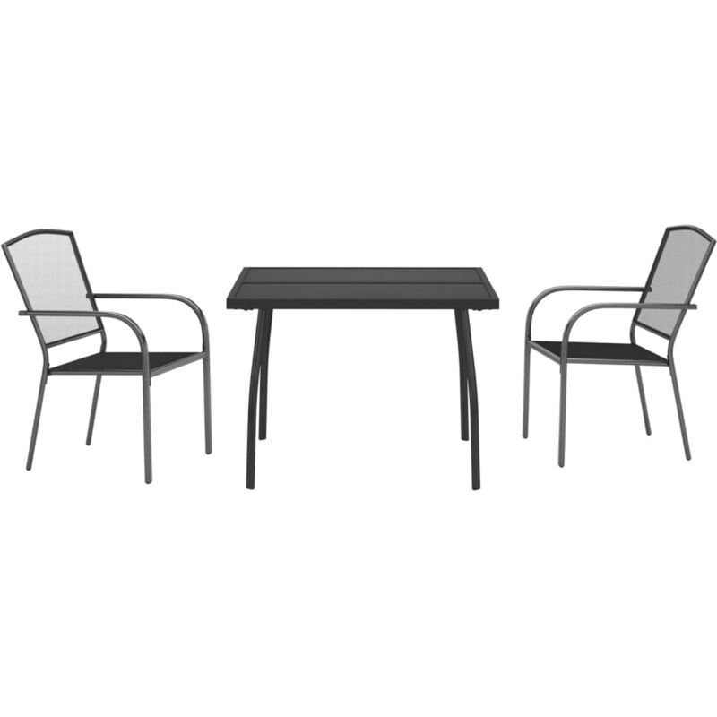 Vidaxl - Ensemble à manger de jardin 3 pcs anthracite acier
