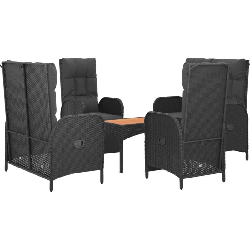 Vidaxl - Mobilier à dîner de jardin et coussins 5pcs Noir Résine tressée