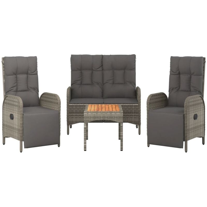 Vidaxl - Mobilier à dîner de jardin 4pcs et coussins Gris Résine tressée