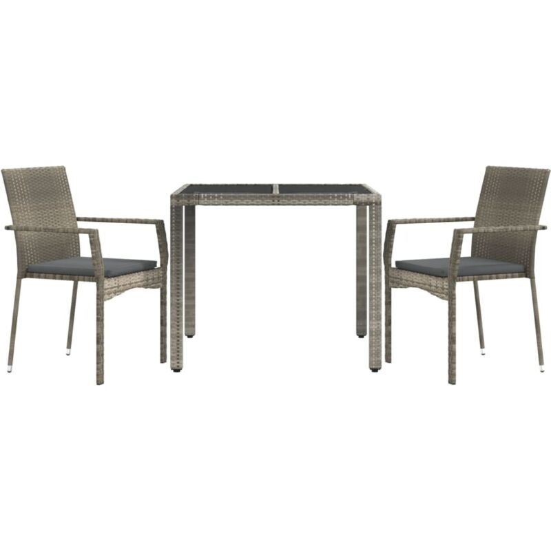 Vidaxl - Ensemble de salle à manger de jardin 3 pcs avec coussins Gris