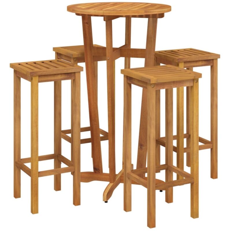 Ensemble de bar de jardin 5 pcs bois d'acacia solide