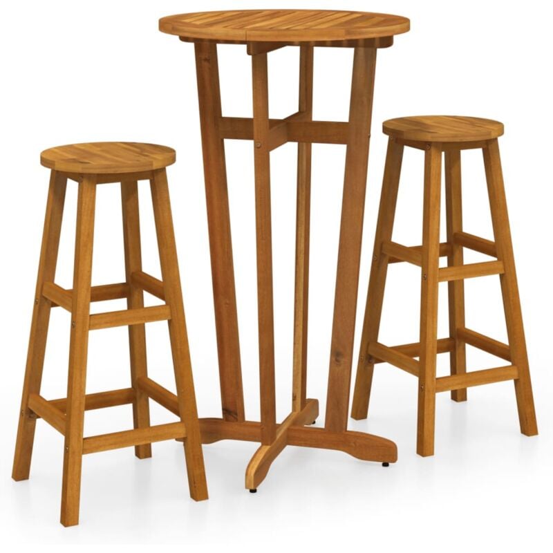 Ensemble de bar 3 pcs Bois d'acacia solide