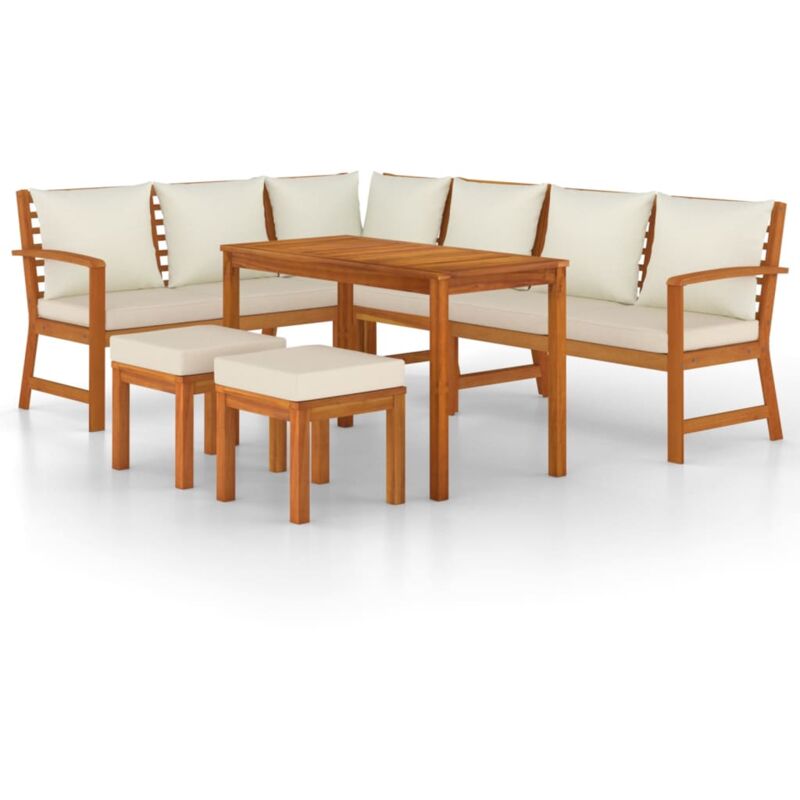 vidaXL Ensemble à manger de jardin coussins 7 pcs Bois acacia