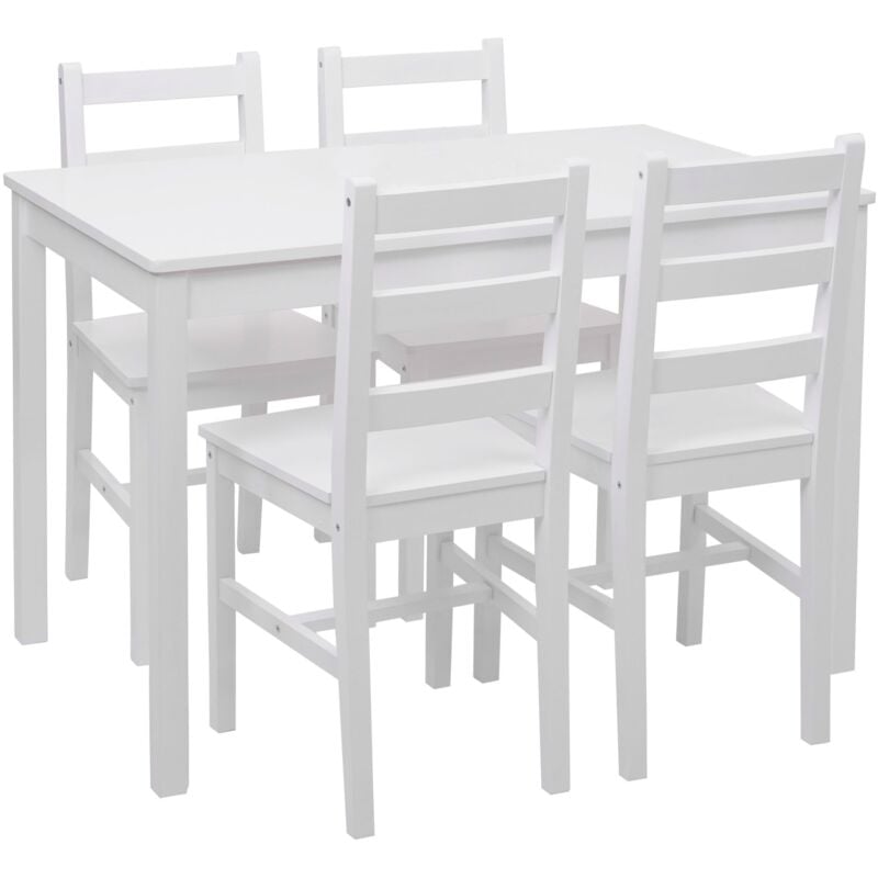 Jamais utilisé] Ensemble de salle à manger HHG-469, coin salon, style rustique-cottage, en bois massif, 110 cm, blanc