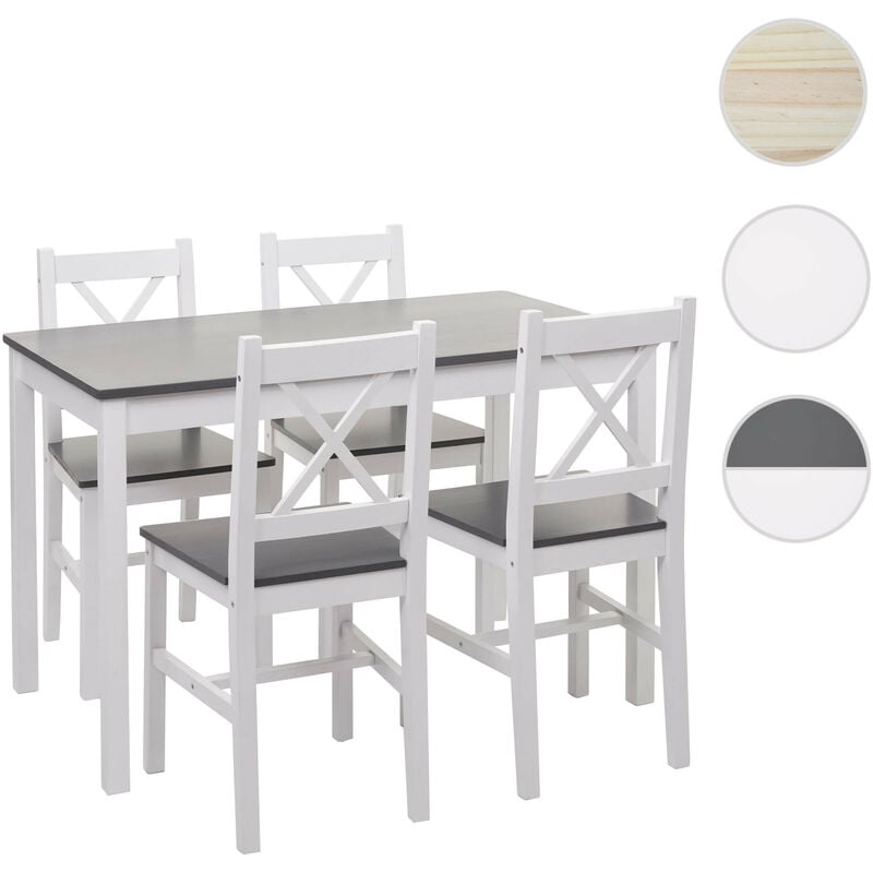 Ensemble de salle à manger HWC-F77, coin salon, style rustique-cottage, en bois massif, 110 cm - blanc