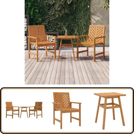 Ensemble de salon de jardin 3 pcs bois d'acacia solide - Meubles De Jardin - Salon De Jardin - Mobilier Extérieur - Acacia Massif - Chaise De Jardin