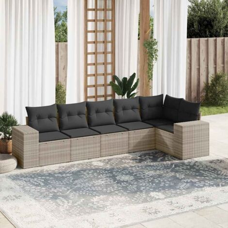 [Ensemble de salon de jardin] [6 pièces] [gris clair] [résine tressée] [coussin amovible lavable] [modulaire]