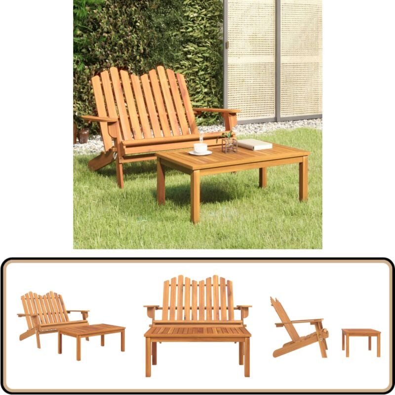Ensemble de salon de jardin Adirondack 2 pcs bois acacia solide - Banc De Jardin - Mobilier De Jardin - Salon De Jardin - Bois D'acacia - Design