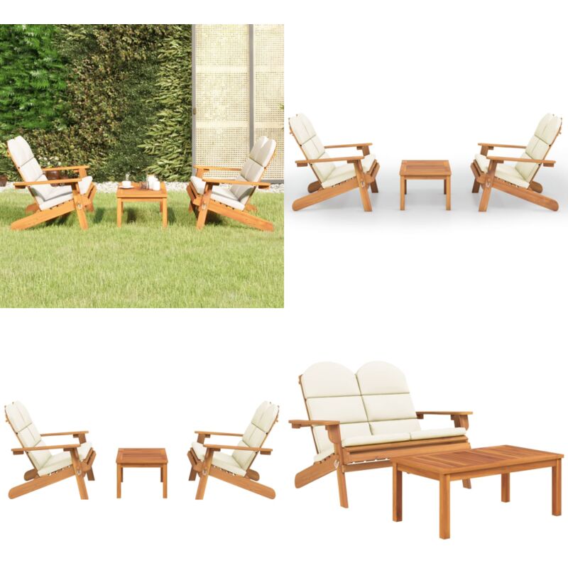 Ensemble de salon de jardin Adirondack 3 pcs bois acacia solide - Salon De Jardin - Mobilier De Jardin - Banc De Jardin - Table Basse - Bois D'acacia