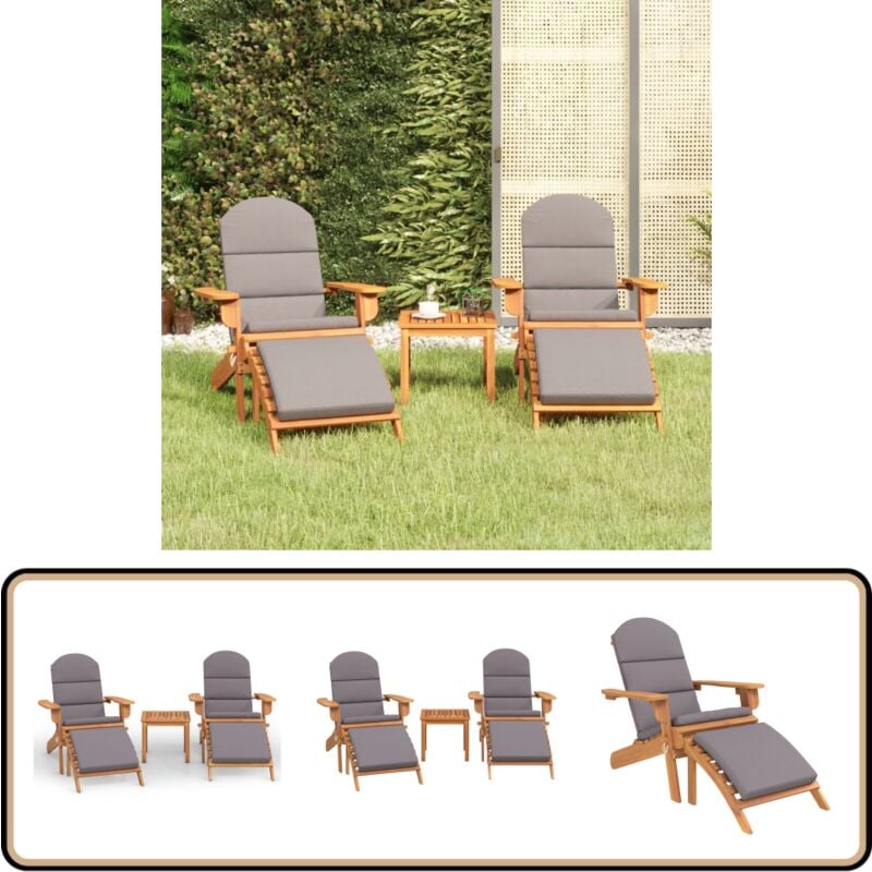 Ensemble de salon de jardin Adirondack 3 pcs bois acacia solide - Salon De Jardin - Mobilier De Jardin - Chaises Adirondack - Table Basse - Bois