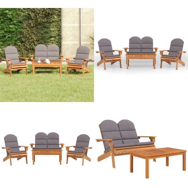 Ensemble de salon de jardin Adirondack 4 pcs bois acacia solide - Salon De Jardin - Mobilier De Jardin - Meubles De Jardin - Set De Salon De Jardin