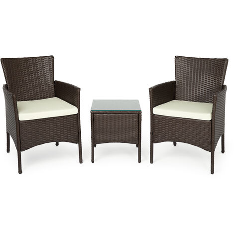 Ensemble de Salon de Jardin Extérieur 3 Pièces en Résine Tressé Terrasse Meuble de Jardin - IntimaTe WM Heart