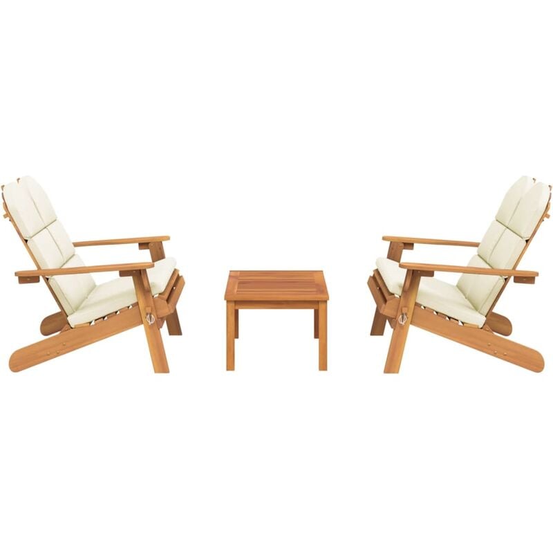 Ensemble de Salon de jardin meuble d'extérieur ensemble de mobilier adirondack 3 pièces bois acacia solide - Bois