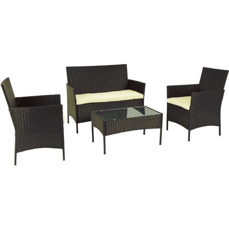 Salone Srl - ensemble de salon en rotin panama (canapé + table + 2 fauteuils) couleur marron