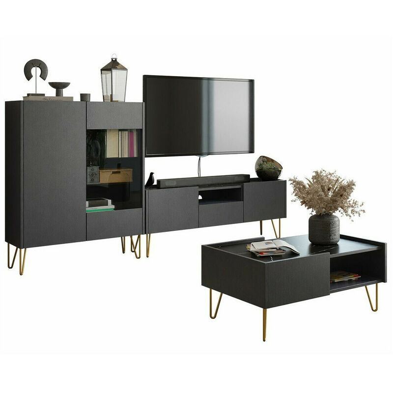 Ensemble de salon Levdale 106, Graphite + Marbre noir