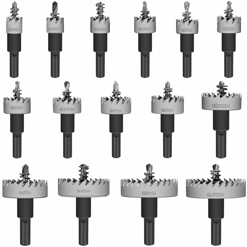 Lucky-88 - Ensemble de scie cloche dentelée en acier rapide de 13 pièces