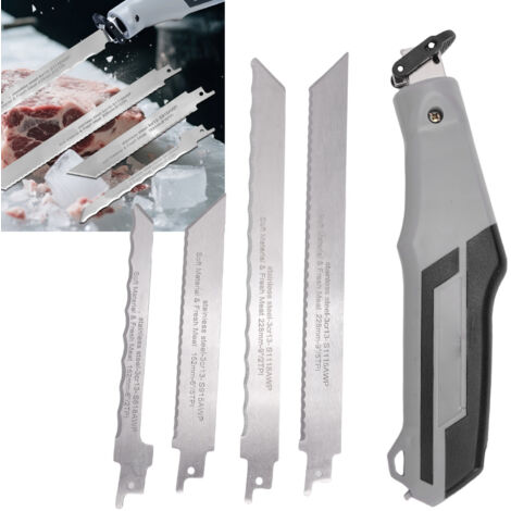 Ensemble de scies à main compactes, autobloquantes, ondulées et flexibles pour bois, métal, plaques de plâtre et plastique, avec lames à changement rapide.