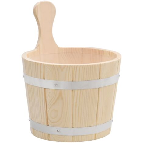 Ensemble de seau et louche pour sauna Bois massif de pin CFW58807