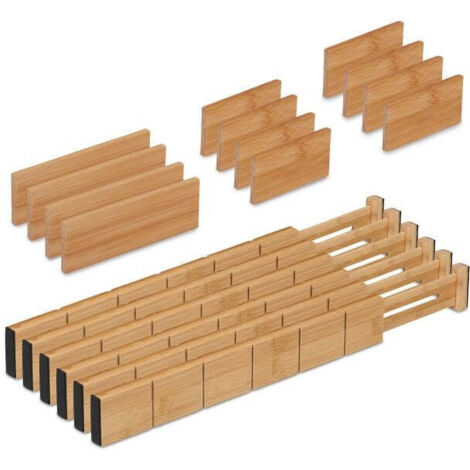 Ensemble de separateurs de tiroirs en bambou de 18 pieces