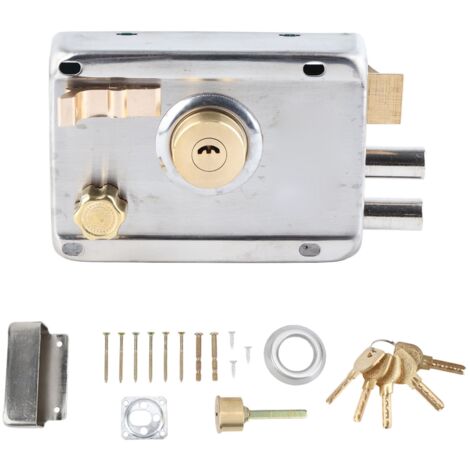 Ensemble de Serrure à Larder Vintage en Acier Inoxydable, Cylindre à Entrée Verticale pour Porte d'Entrée et Grille de Sécurité