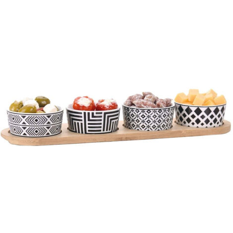 Ensemble de Service Snack, 4 Tasses, Porcelaine