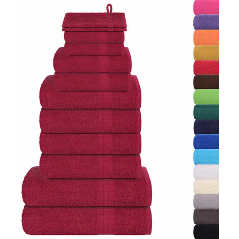 Ensemble de serviettes 12 pcs bordeaux 360 g/m² 100% coton CFW326765