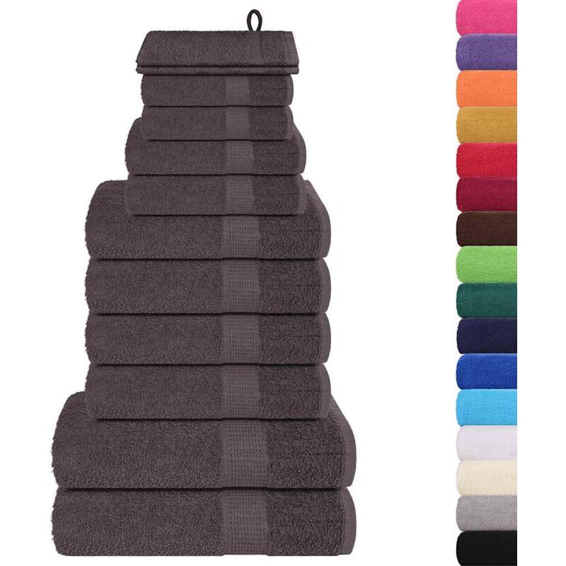 Vidaxl - Ensemble de serviettes 12 pcs anthracite 360 g/m² 100% coton