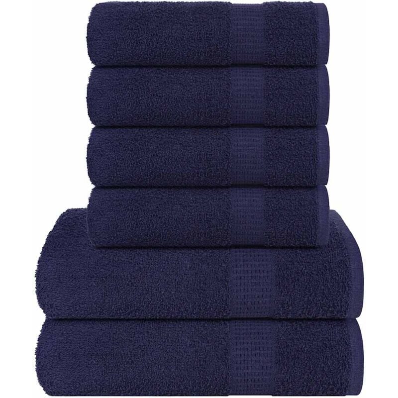 Vidaxl - Ensemble de serviettes 6 pcs bleu marine 360 g/m² 100% coton