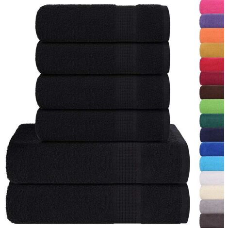 Ensemble de serviettes 6 pcs noir 360 g/m² 100% coton CFW156651