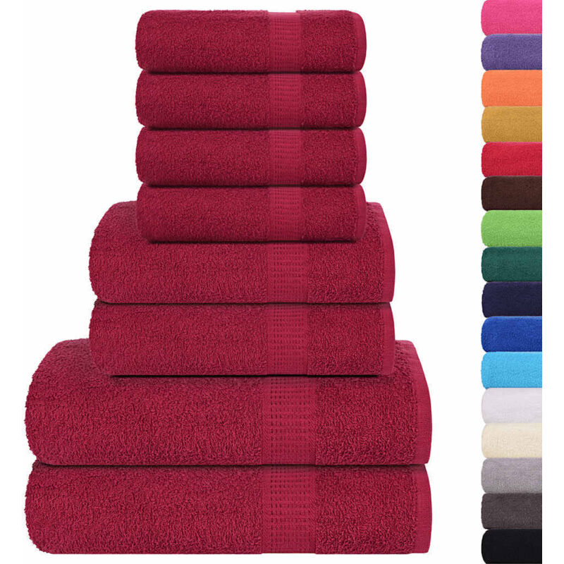 Vidaxl - Ensemble de serviettes 8 pcs bordeaux 360 g/m² 100% coton