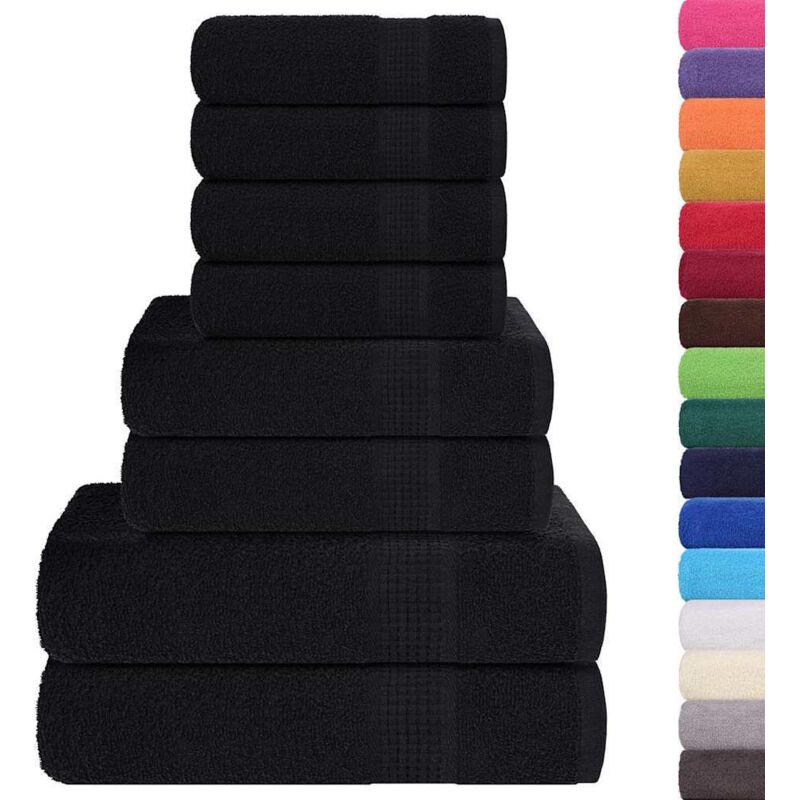 Vidaxl - Ensemble de serviettes 8 pcs noir 360 g/m² 100% coton