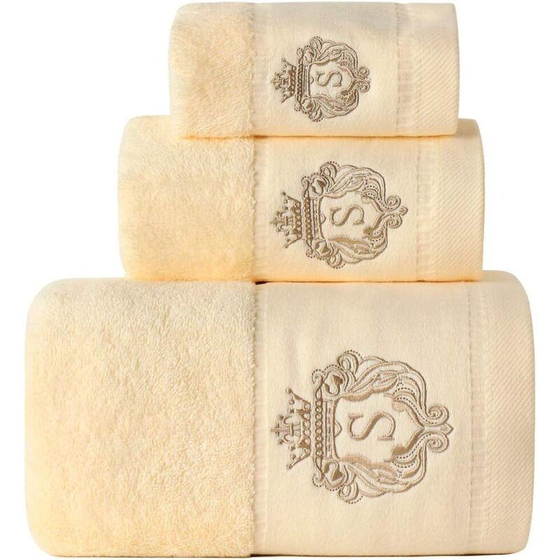 Ensemble de serviettes de bain 100 % coton 1 serviette de bain, 1 serviette pour le visage et 1 serviette pour les mains, luxueuses, extra douces,