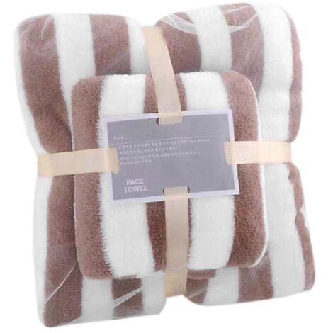 Ensemble de serviettes de bain, serviettes de bain absorbantes en velours corail pour adultes, visage E--