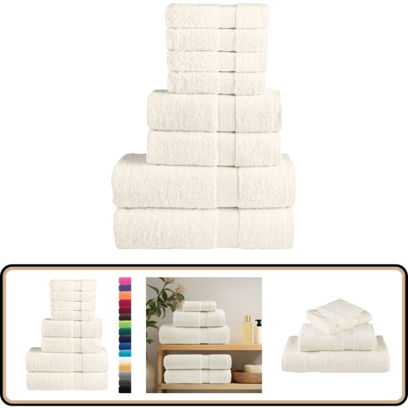 Vidaxl - Ensemble de serviettes de qualité supérieure solund 8 pcs crème - Serviettes De Bain - Lot De Serviettes - Serviettes En Coton - Serviettes