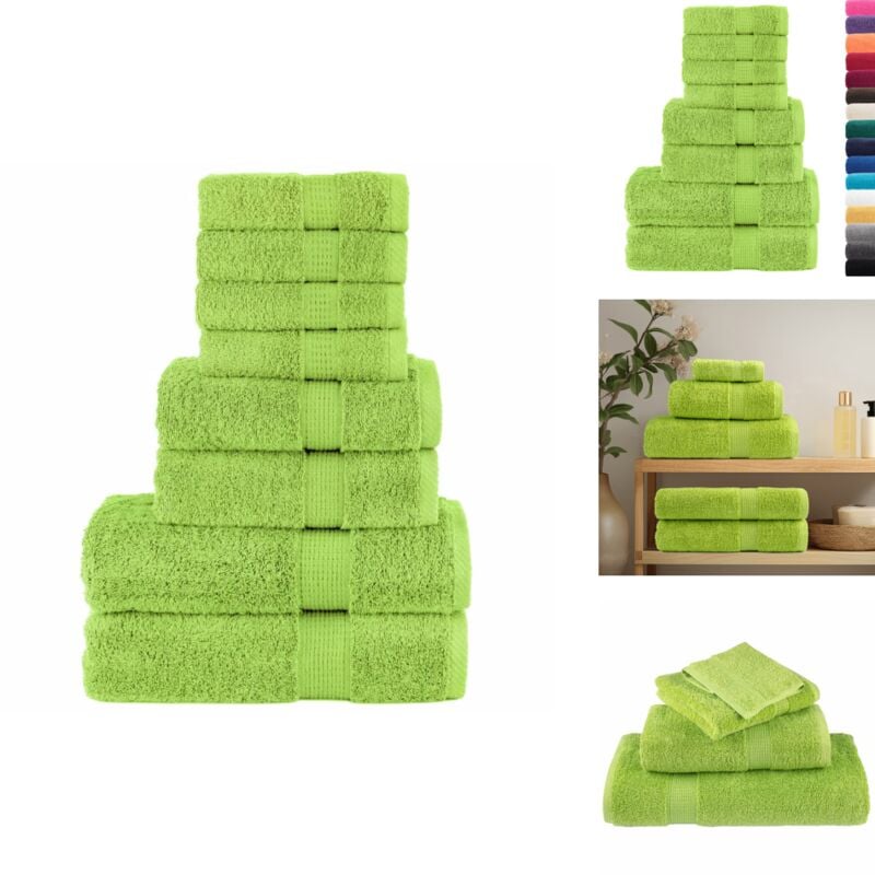 Vidaxl - Ensemble de serviettes de qualité supérieure solund 8 pcs - Ensemble De Serviettes - Serviettes De Bain - Serviettes Vertes - Serviettes