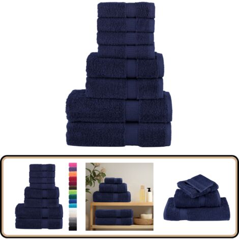 Ensemble de serviettes de qualité supérieure SOLUND 8 pcs - Serviettes De Bain - Ensembles De Serviettes - Serviettes En Coton - Serviettes Bleues - Serviettes Douces